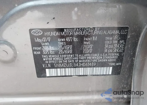 2018 Hyundai Santa Fe Sport 2.4L z USA, uszkodzony, nr VIN 5NMZU3LB4JH061489